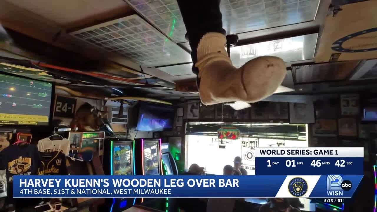 Prosthetic leg of '82 Brewers manager hangs in West Milwaukee bar — WISN 12 Milwaukee, Lakewood Ranch Sports news